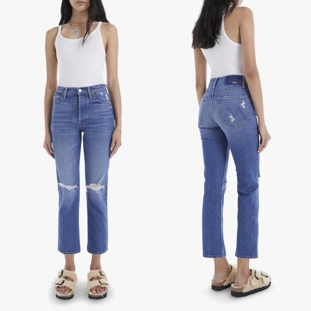 MOTHER The Tomcat Distressed Crop Jeans in Playing with Scissors